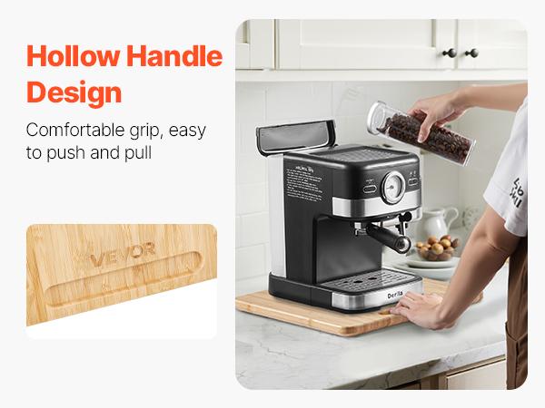 VEVOR Appliance Slider, Small 10.5x 13-inch, Rolling Sliding Tray with Rubber Wheels Hollow Handle, Easy to Clean, Appliance Rolling Tray for Coffee Maker, Kitchen Countertop, Natural Wood