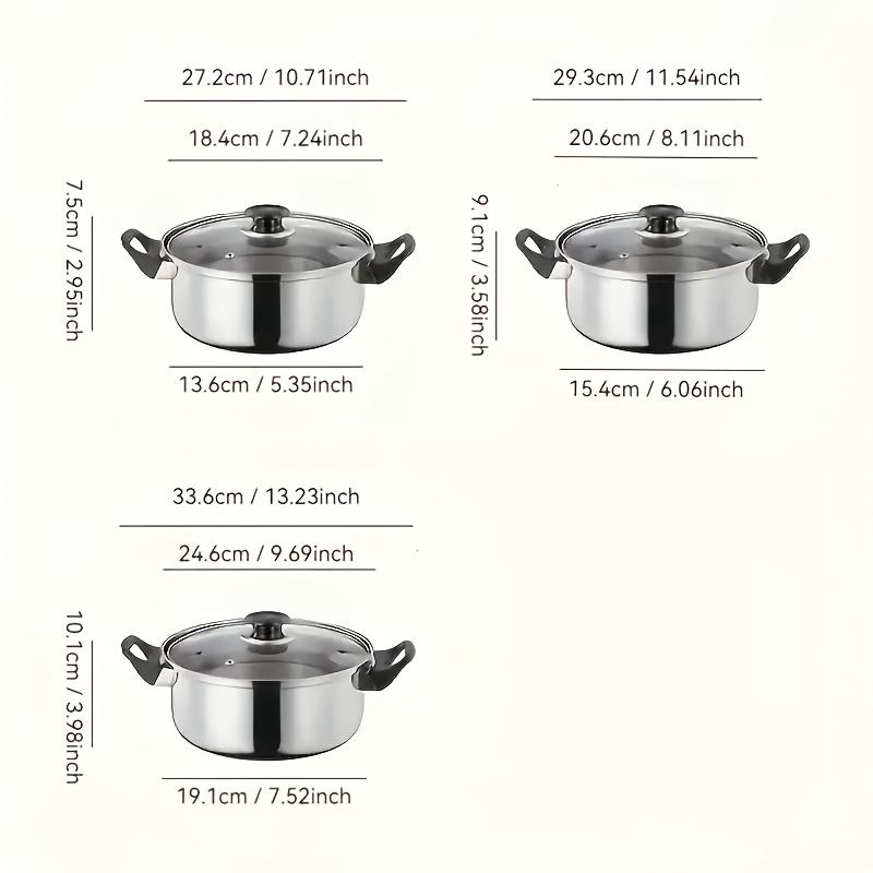 6pc Stainless Steel Multi-Function Cookware Set, Durable Easy Clean Non-Stick Pot, Soup Pot, Milk Pot, Fry Pan, Water Kettle Suitable for restaurant and home kitchens