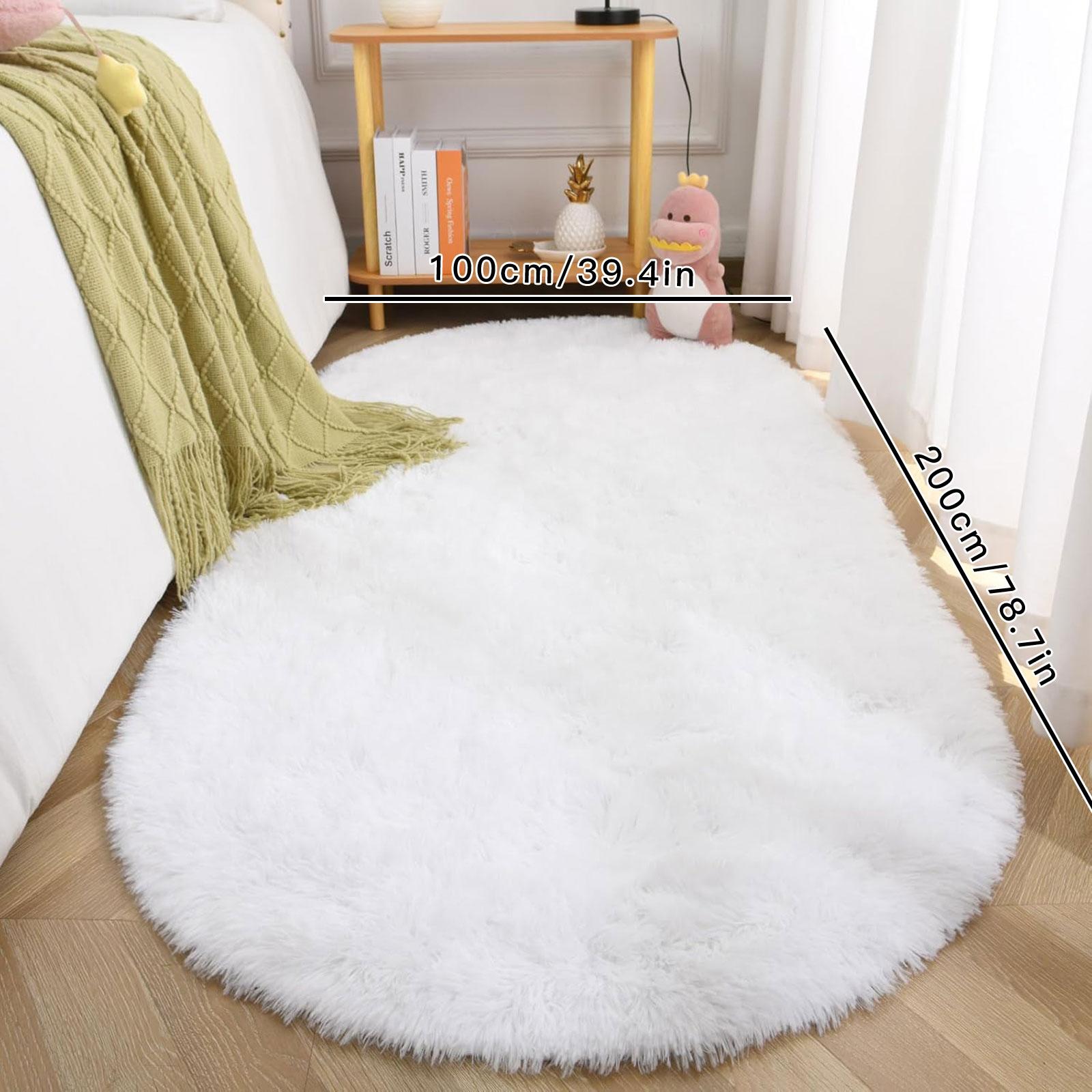 2 Piece Set Nordic Style Oval Long Rug, Bedroom Balcony Carpet, Living Room Full Spread, Simple Long Hair Floor Mat, Indoor Rug