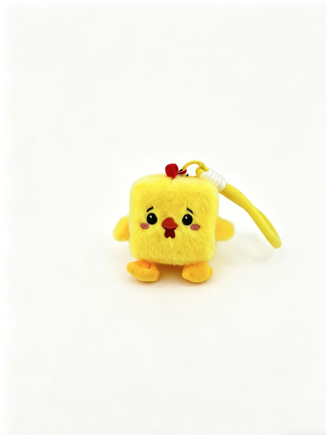 Cute Chicken Plush Keychain, Soft and Cozy Plush Material, Bright, Comb, Stitched Mouth and Cheeks, Durable Woven Strap