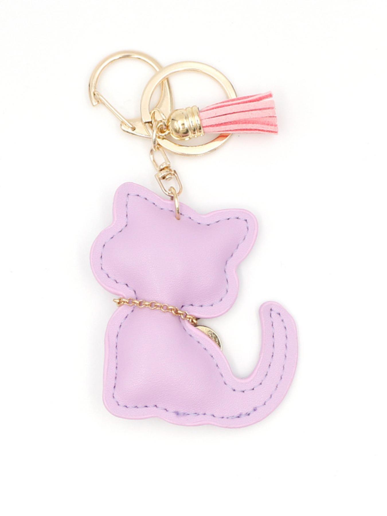 Elegant Cat Shaped Keychain PU Leather Bag Charm, Cute Kitten Decoration, Perfect Gift for Women and Girls, Birthday, Special Occasions