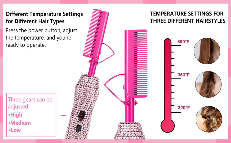18Counts Diamond Hot Comb Hair Straightener Set Electric Adjustable Heat for Natural Black Hair Wig Styling Sleek Long-Lasting 18Counts Diamond Hot Comb Hair Straightener Set Electric Adjustable Heat for Natural Black Hair Wig Styling Sleek Long-Lasting