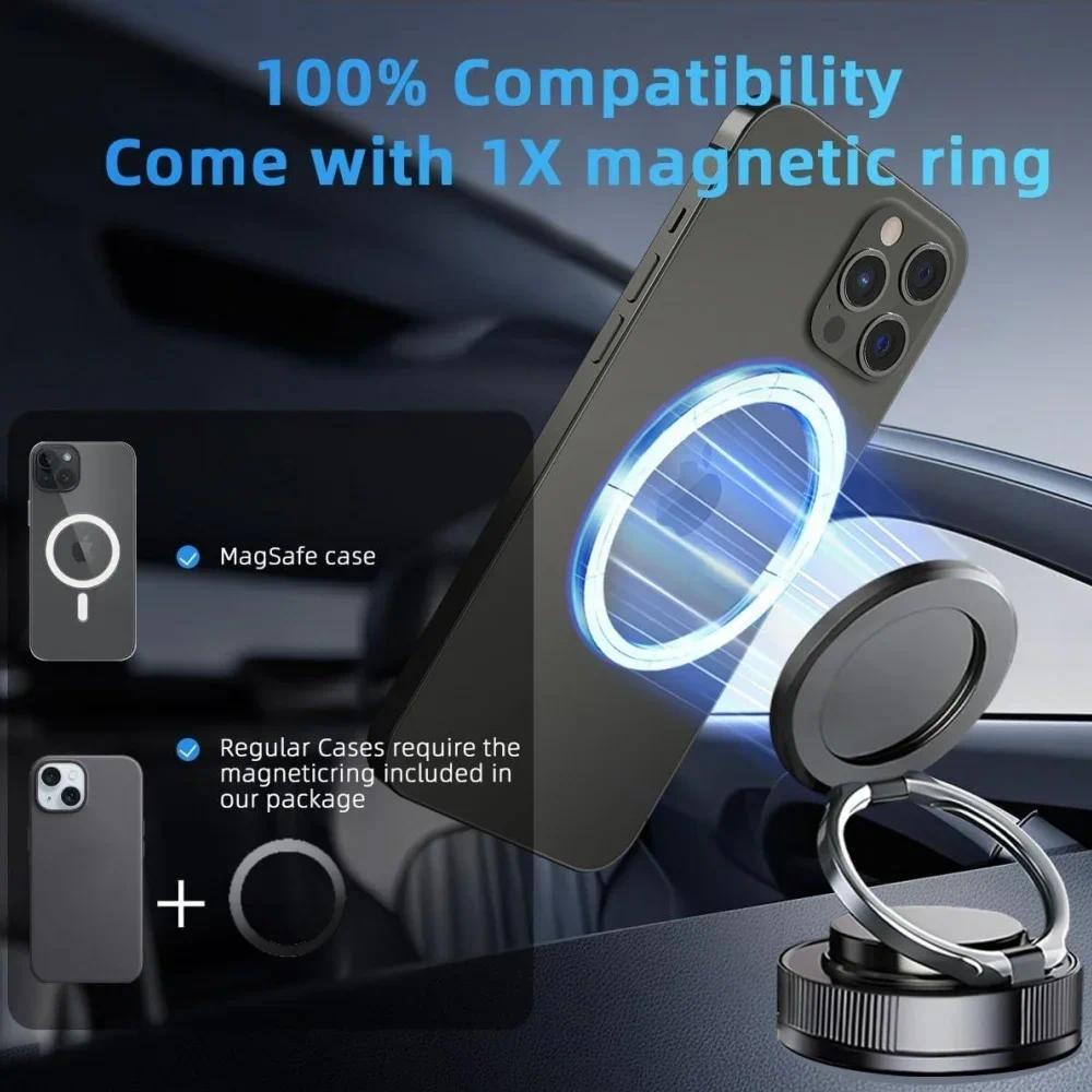 2026 New Vacuum Magnetic Phone Holder for Car - Suction Cup Phone Mount for MagSafe, 360° Rotatable Portable Strong Magnet Stand