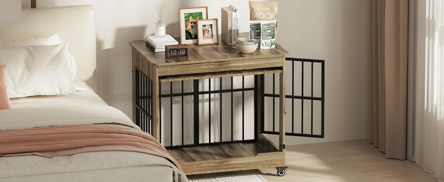 ZZWHOM Premium Solid Wood Dog Crate – Large Indoor Pet Kennel with Lockable Door, Multiple Sizes for Medium to Giant Breeds