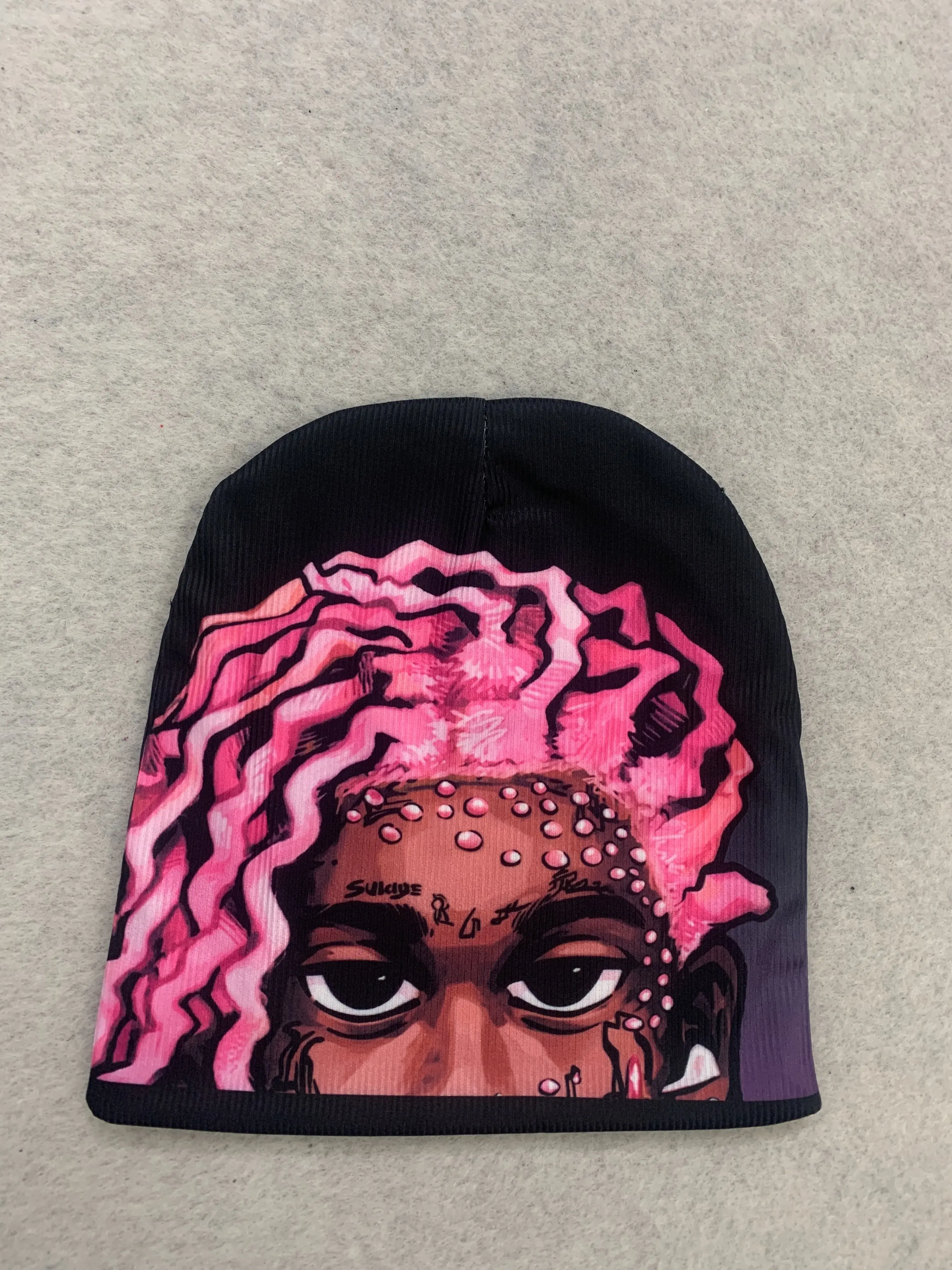 Warm Knit Beanie for Ice Skating, Trendy Geometric Design, Fall & Winter Turban Hat, Casual Fitted Stretch Hat, Anime Style
