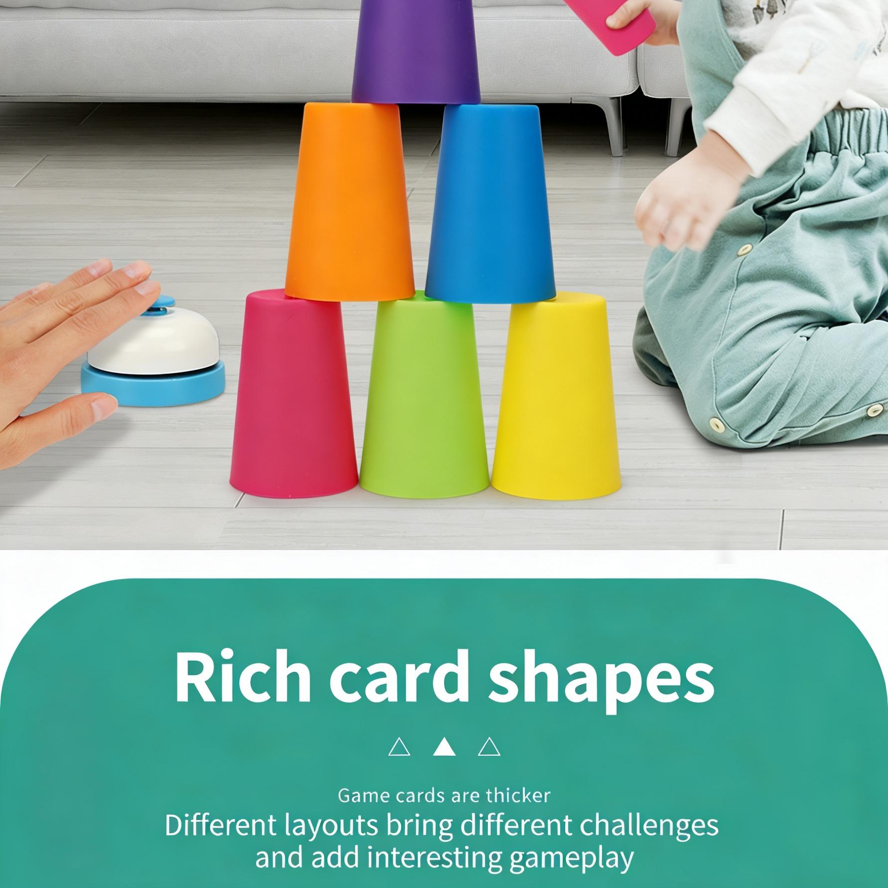Educational Stack Cups Set, Color Recognition Cards, Toy, Focus Logic Thinking, Two-Person Interactive Puzzle, Stacker