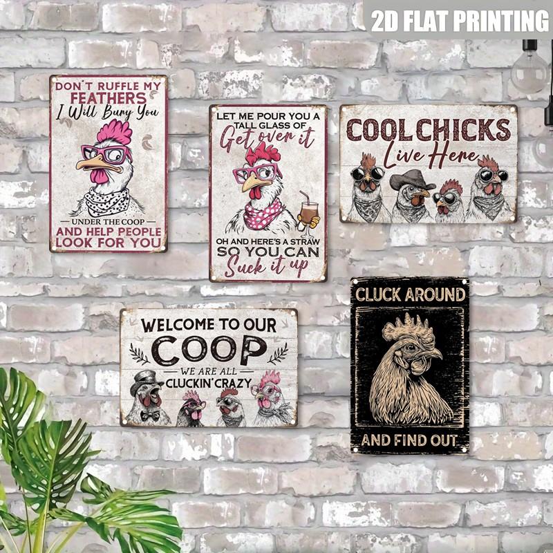 Funny Chicken Poster Aluminum Sign, Humorous Metal Wall Art Print, Vintage Style Aluminum Plaque, Decorative Poster, 20x30 Cm