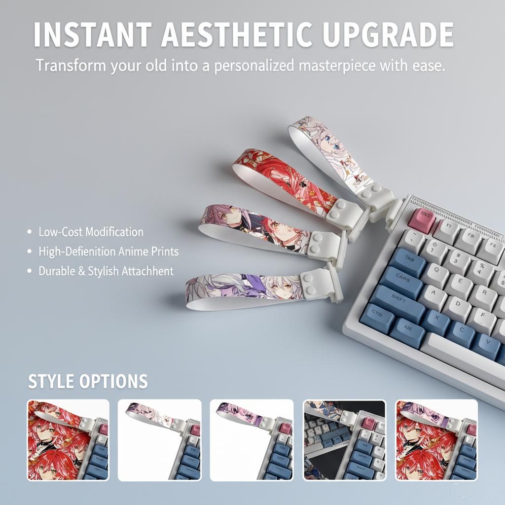 Anime Character Keyboard Strap, Trendy Gaming Accessory, Customizable Design, Versatile Use, Perfect for Gamers & Anime Fans