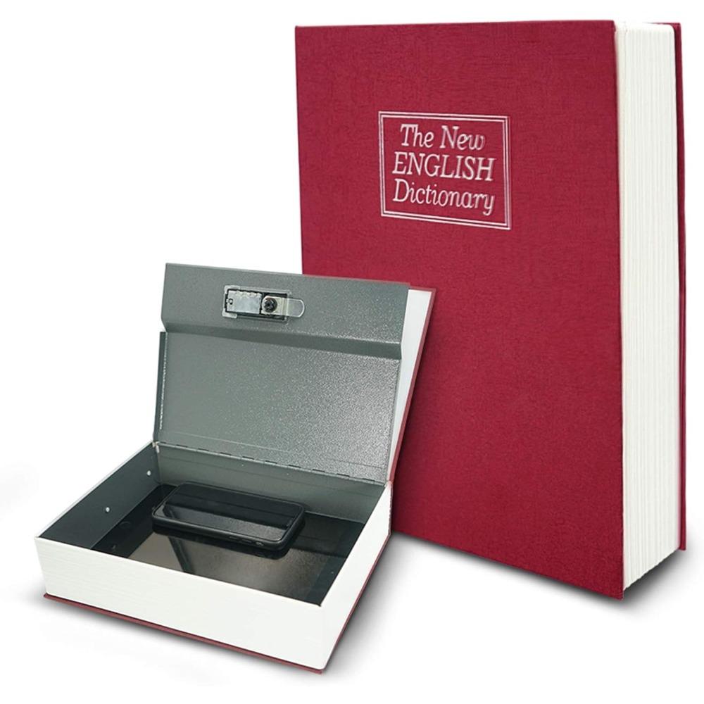 Book Shaped Jewelry Box with Combination Lock, Hidden Metal Storage Container for Rings Necklaces Earrings, Discreet Passport Cash Organizer, Large/Small Fake Book Keeper for Shelf