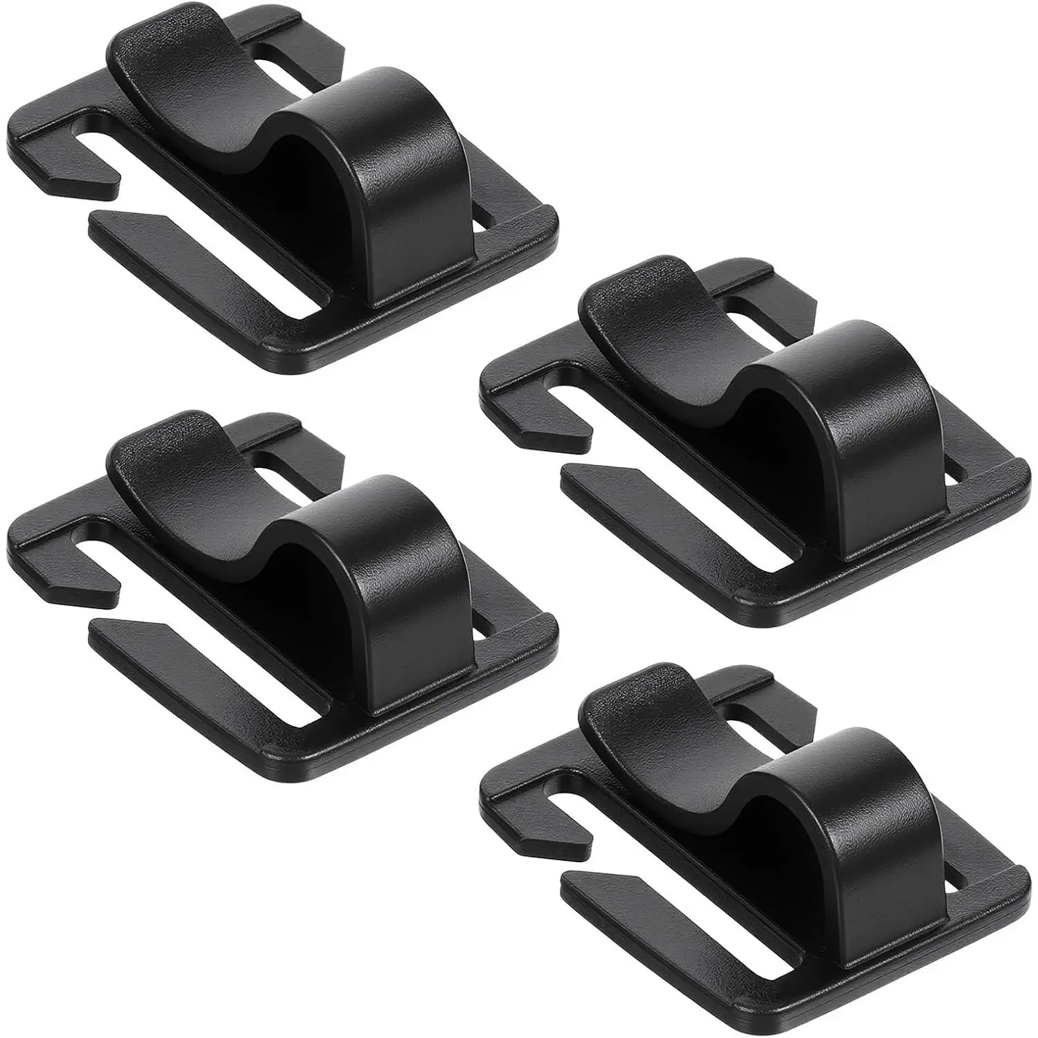 Sturdy Synthetic Black Hydration Tube Clips (4-Count) for Hydration Pack Bladder Drinking Tubes, Outdoor Hose Grip Clips, Backpack Strap Clamps, Camping & Hiking Sports Accessories