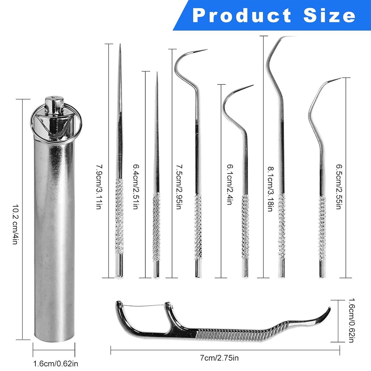 Dental Tools, Reusable Tooth Stains Remover Dental Tool Teeth Cleaning Tools with Holder for Outdoor Picnic, Camping, Travel (7PCS/Set)