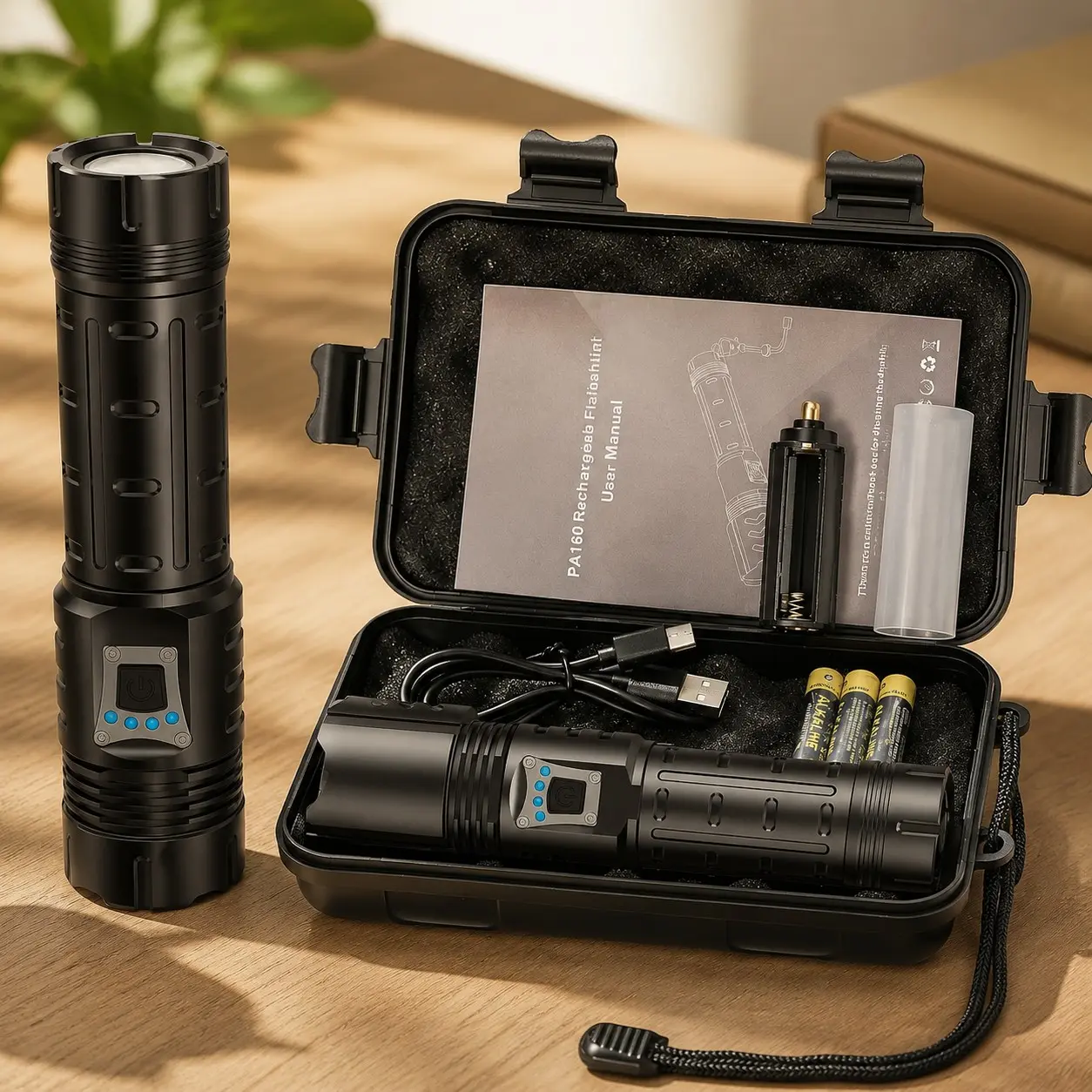 Rechargeable High Lumens 100000 Super Bright Long Range 3280FT Flashlight, 15H Long Lasting USB C LED Powerful Heavy Duty Zoomable Light for Home Camping Gift