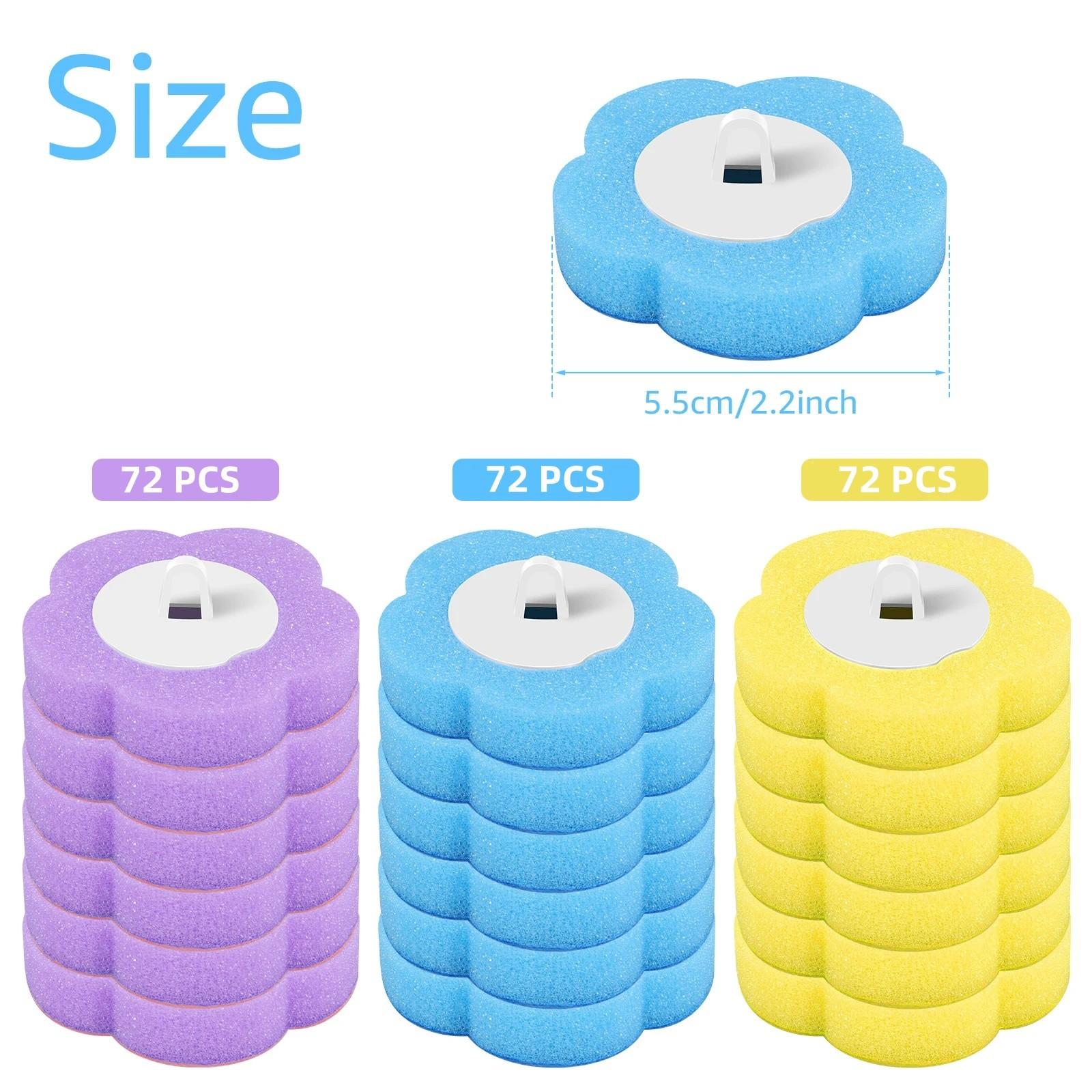 72 Pack Disposable Toilet Cleaning Brush Heads, Three Colors, Durable Plastic, Suitable for Home Outdoor Portable Use, No Handle Included