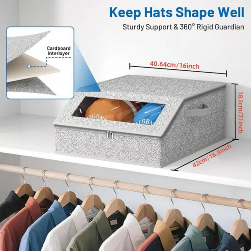 Stackable Baseball Cap Storage Box, Holds Up to 24 Hats, Durable Transparent Hat Rack, Wide Mouth Cardboard Design, Ideal for Closet or Bedroom
