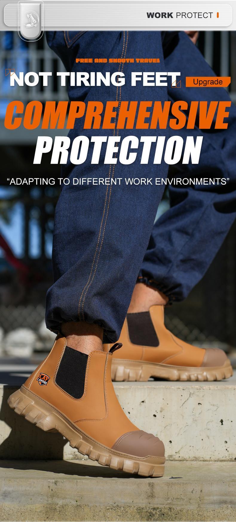 Brown Steel Toe Safety Shoes Unisex, Lightweight Anti Slip Work Shoes, Splash Resistant, Smash Proof and Puncture Proof for Kitchen, Restaurant and Food Service Work