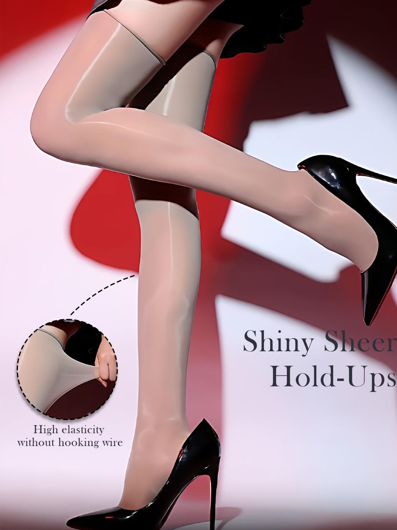 High-Shine Over-Knee Pantyhose, Full-Length Butterfly Pattern, High Elasticity Anti-Pick, Sexy Fitted Style, All-Season Wear