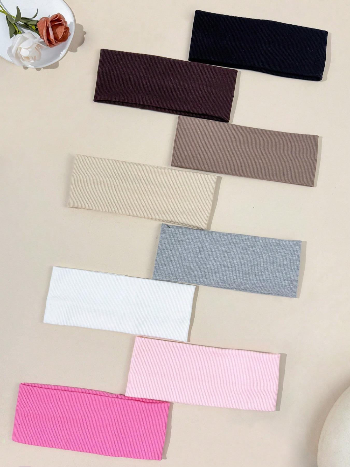 8pcs-Set-Solid-Color-Breathable-Moisture-Wicking-Sports-Headbands-Suitable-For-Gym-Workouts-Running-And-Daily-Wear-Hair-Band-Turban-Headband-Sweatband-Hairband-Gym Wrap Headband