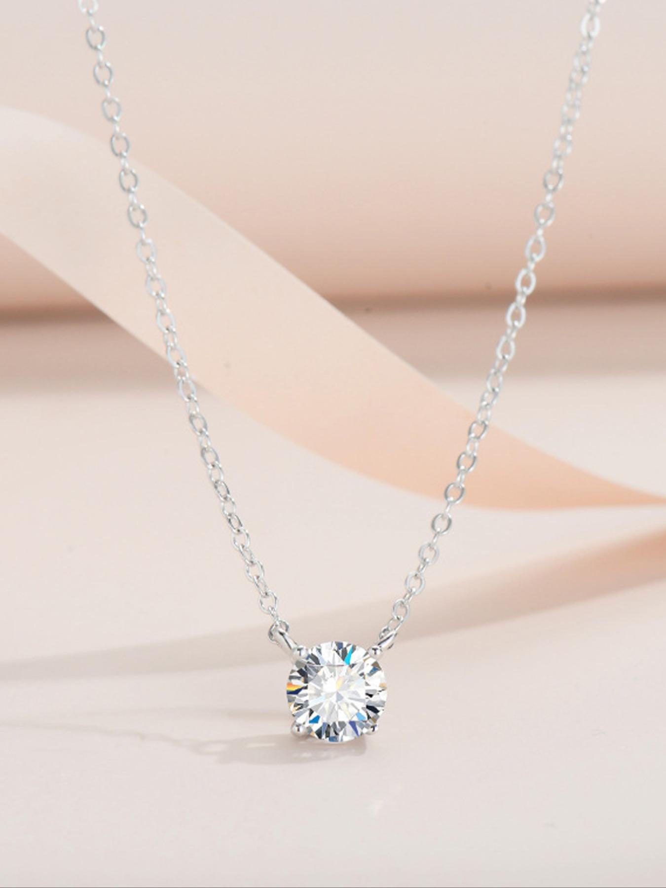 A pair of moissanite Pendant Necklace, D Color 1-3 Carat Lab-Grown Diamond, 925 Sterling Silver Jewelry, Perfect for Wedding and Engagement
