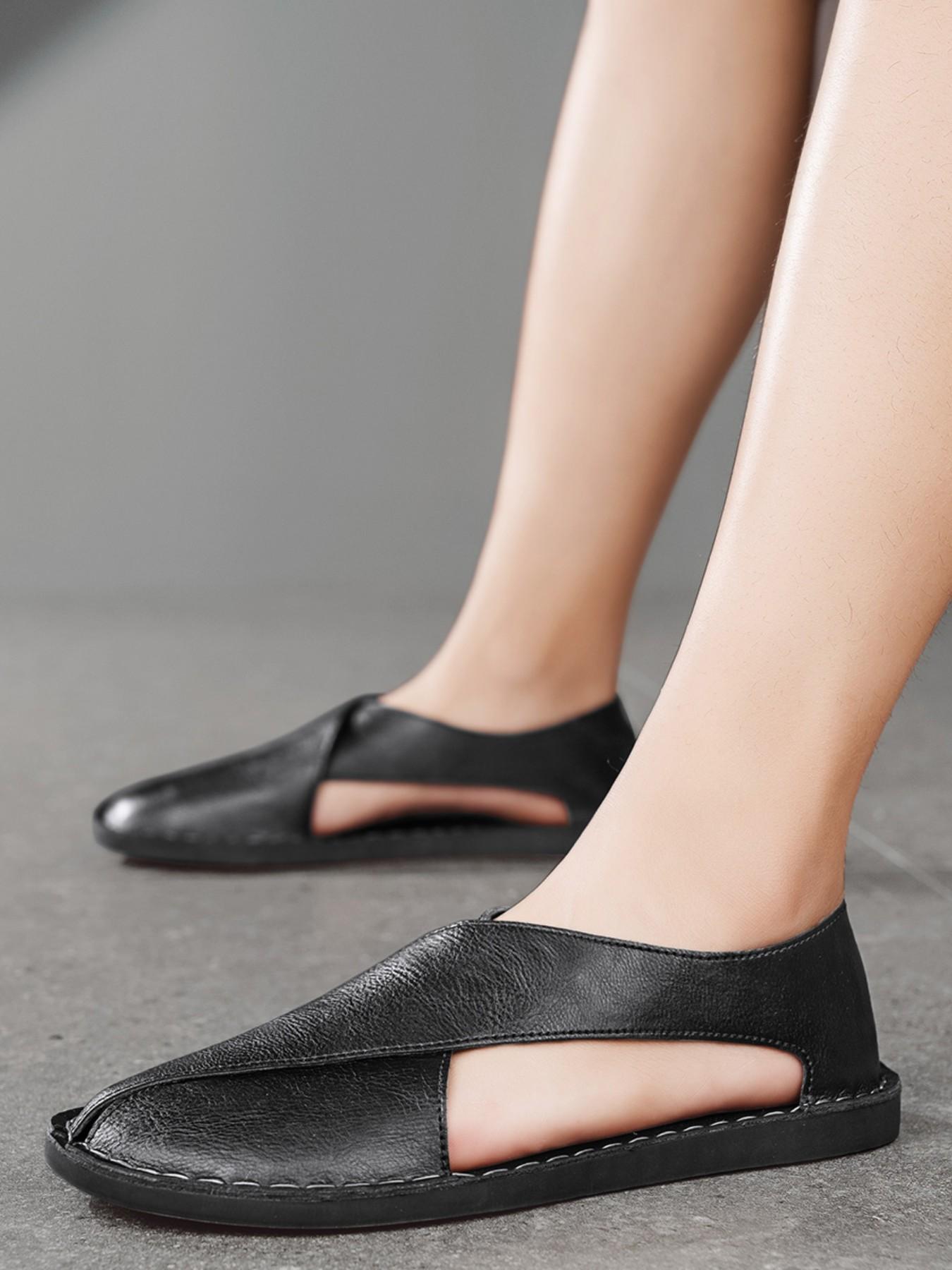 Men's Casual Sandals, Fashion Hollow Out Beach Shoes, Soft Sole, Handmade, Comfortable Footwear, Ideal for Daily Wear and Outdoor Activities