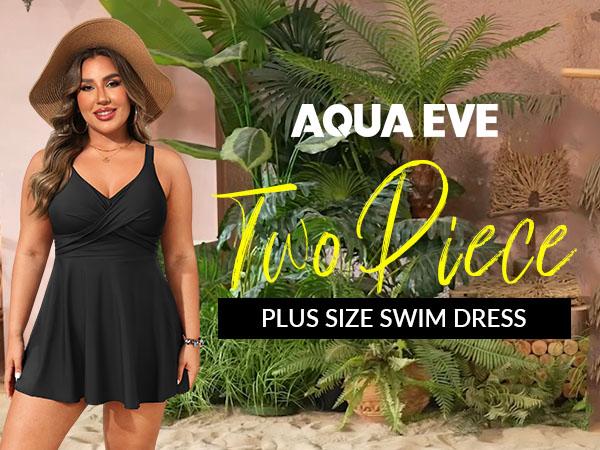 Aqua Eve Plus Size Swim Dress - Two Piece Tankini Swimsuit Tummy Control Bathing Suit with Shorts Aqua Eve Plus Size Swim Dress - Two Piece Tankini Swimsuit Tummy Control Bathing Suit with Shorts