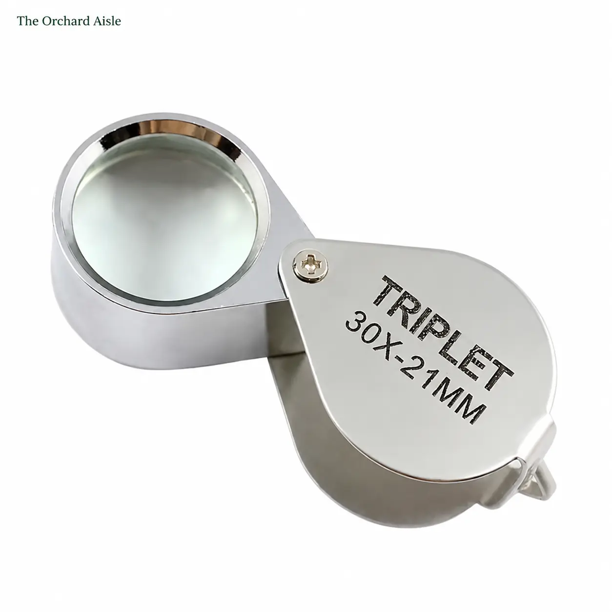 Compact 30x Folding Magnifier for Jewelry, Gemstone, Coin, and Antique Inspection — Portable Handheld Loupe with Precision Optical Lens for Detailed Examination and Field Appraisal