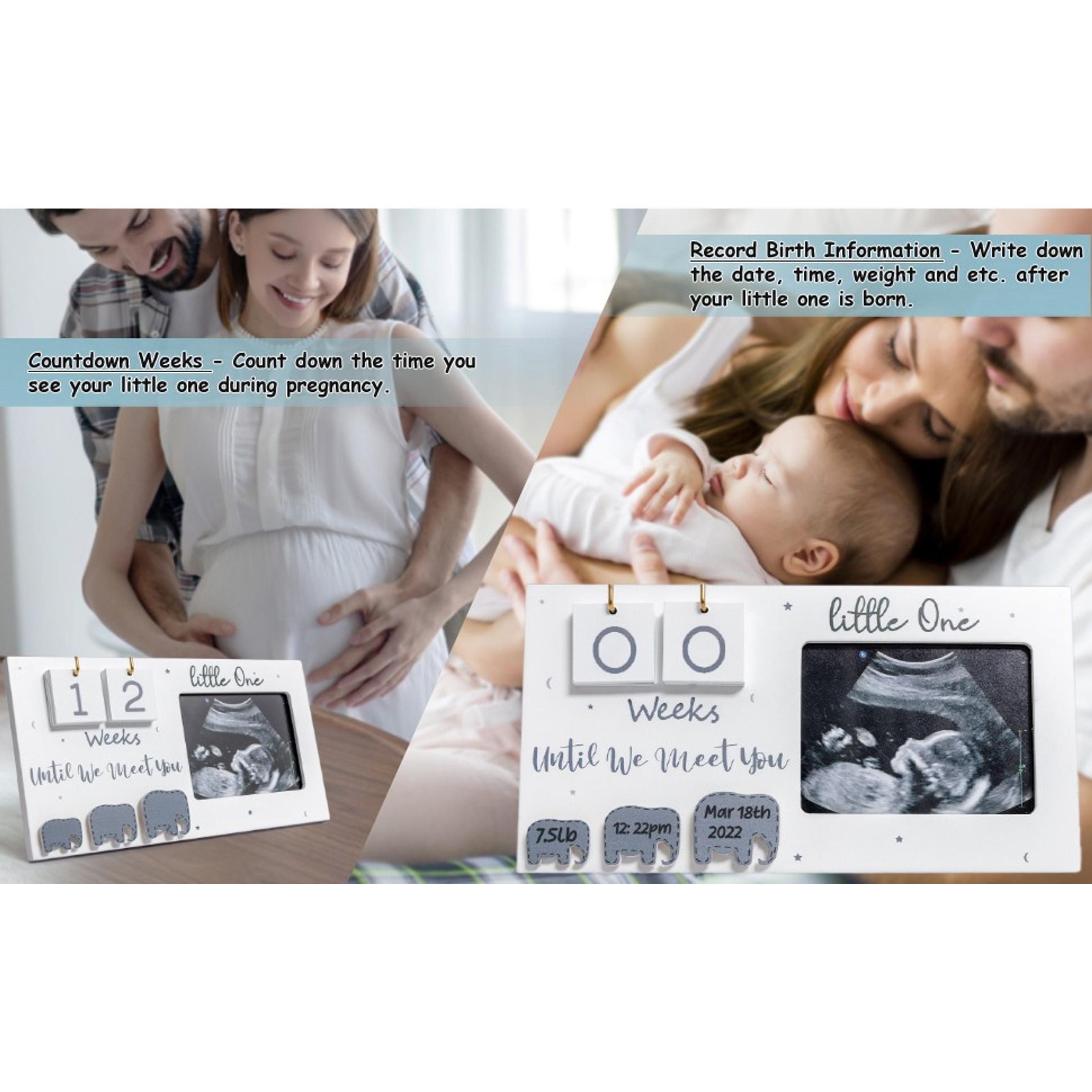 Ultrasound Photo Frame with Baby Countdown Weeks - Pregnancy Keepsake Gift for Expecting Parents, Grandparent Baby Announcement, First Time Mom Must HaveGift