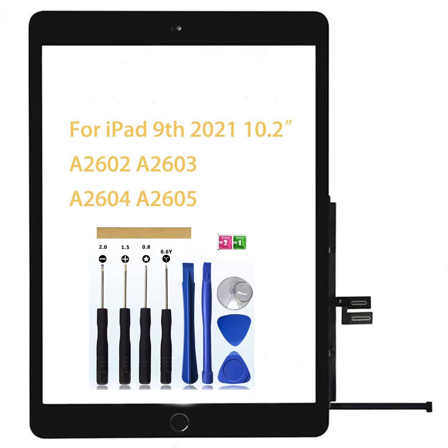 for iPad 9 10.2" 2021 Screen Replacement, for iPad 9th Generation A2602 A2603 A2604 A2605 Touch Screen Digitizer Glass Panel Lens Repair Kits(Not LCD)