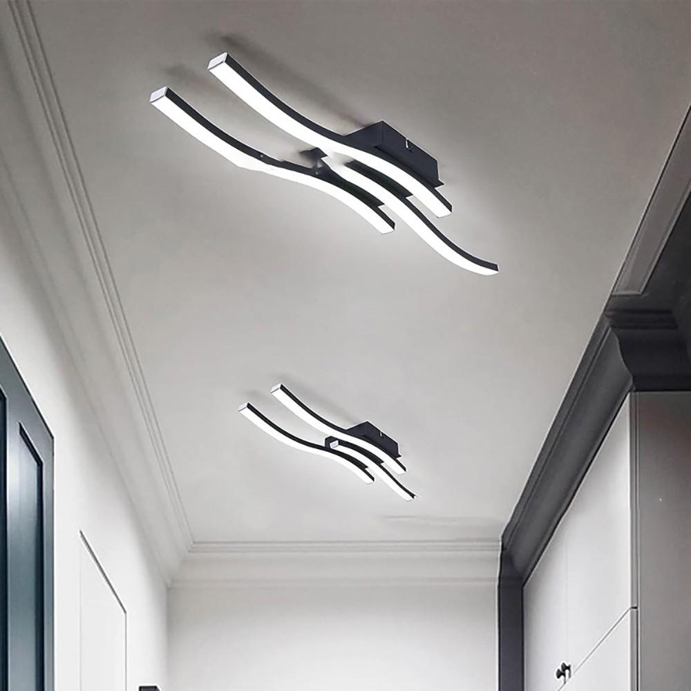 LED Ceiling Light, 2-Head Linear/3-Head Linear, 60cm/White Light, Creative Wave-Pattern Ceiling Light, Wave Pattern Design, Versatile Usage, Ideal for Dining Rooms, Hallways, Balconies, Bedrooms, Offices Modern Indoor Lighting Ceiling Fixture