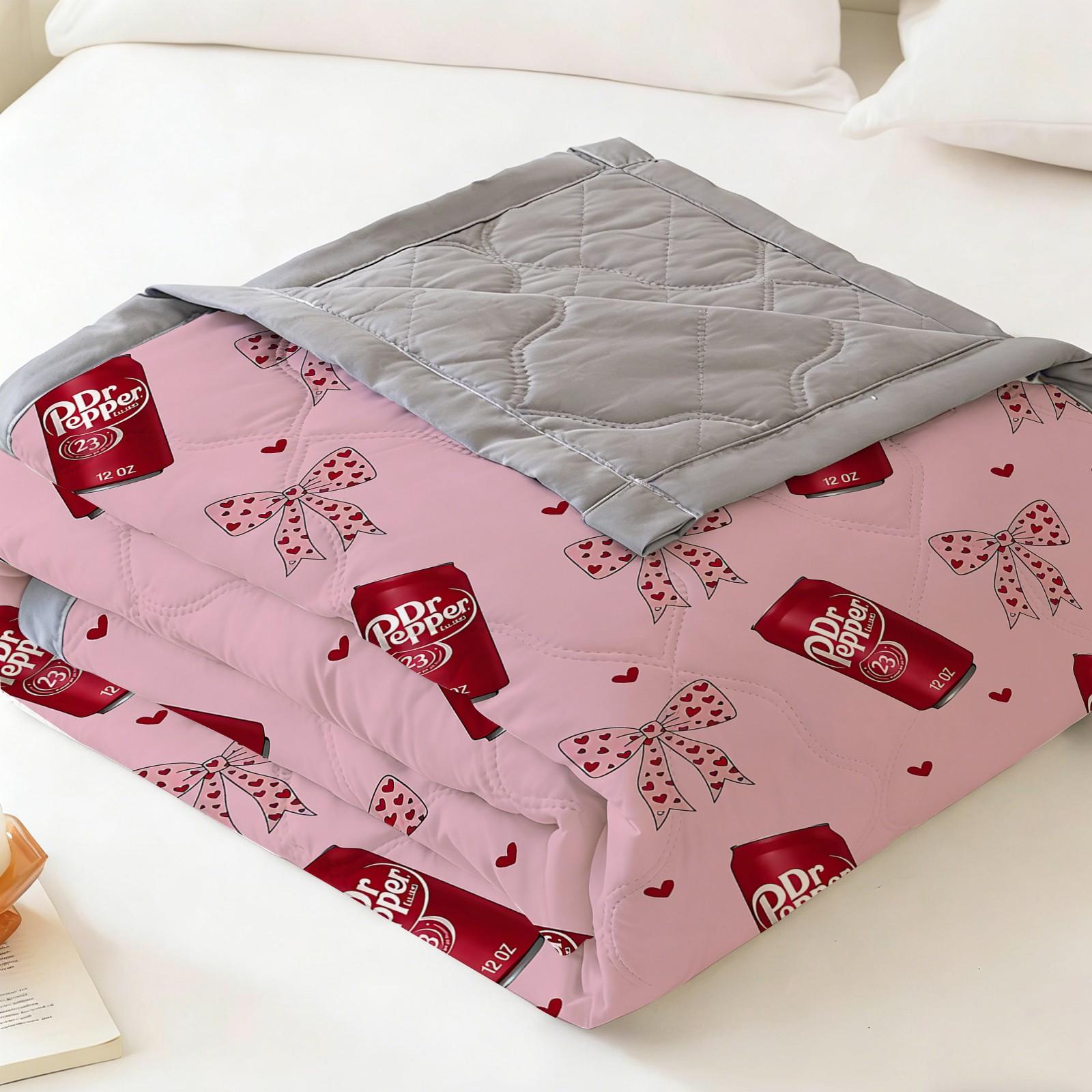 Soda Can Bow Summer Quilt, Sweet Girl Style Air Conditioning Blanket, Soft Skin-Friendly All-Season Home Use Single/double Size