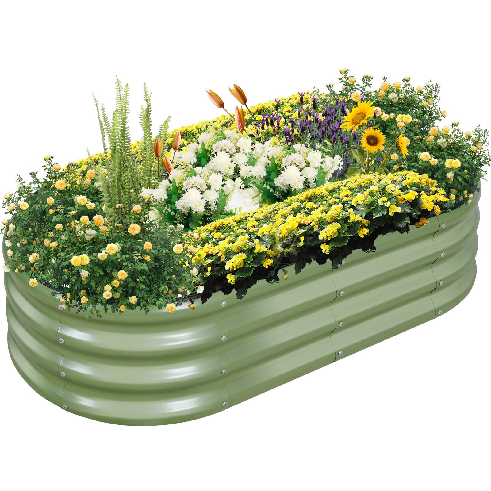 1pc Oval Metal Raised Garden Bed 4x2x1ft Steel Planter Box Kit for Vegetables Flowers Herbs Easy Tool Free Assembly Rust Resistant Deep Root Design