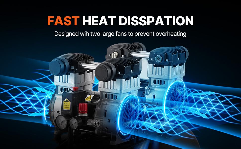 VEVOR Air Compressor, 20 Gallon Steel Tank, 4HP 10.6 CFM90 PSI Oil Free Air Compressor Max. 125PSI Pressure, 78dB Ultra Quiet Portable Compressor, for Auto Repair, Tire Inflation, Spray Painting