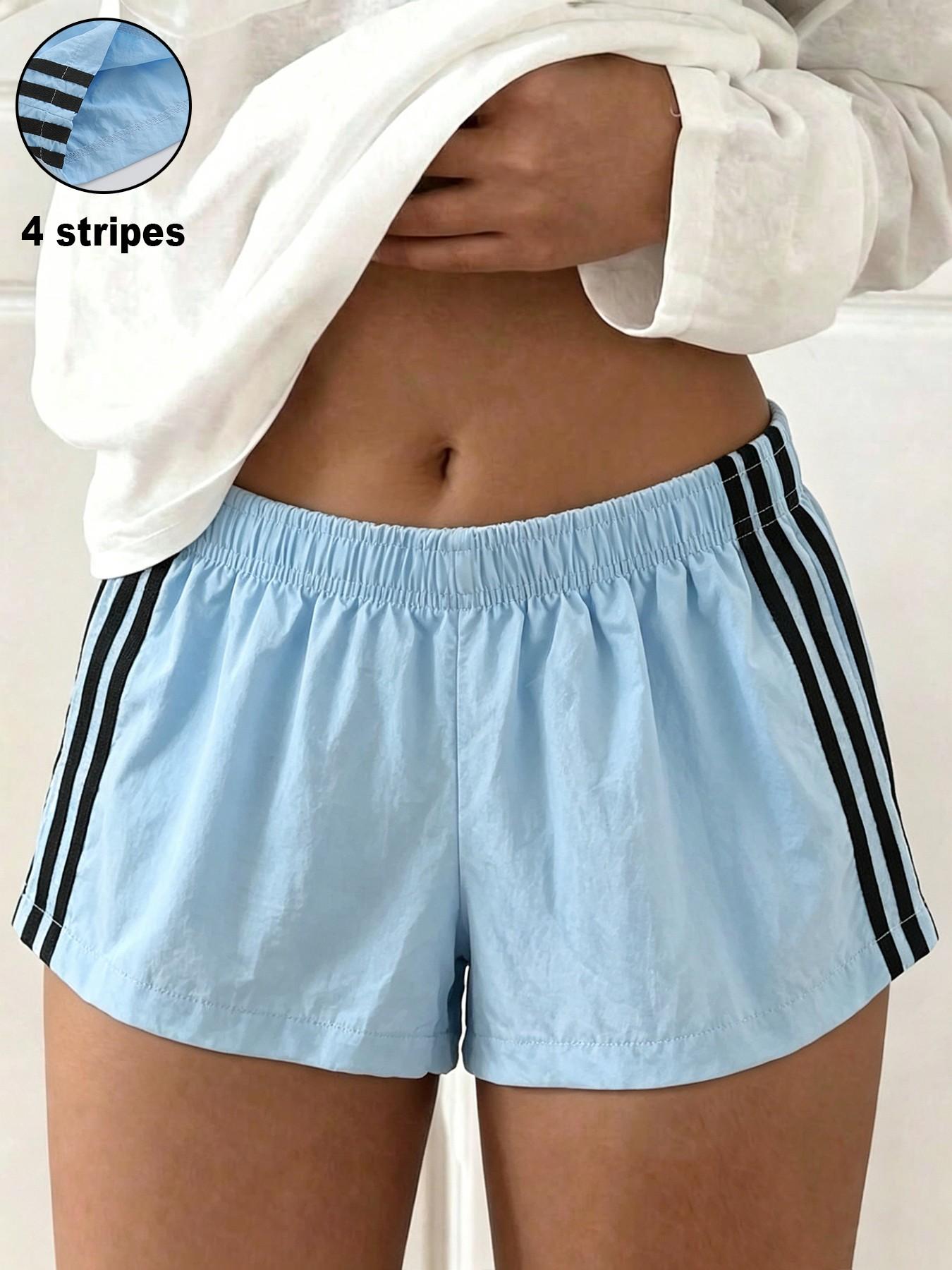 Women's Summer Camo Print Shorts, Casual Loose-Fitting Elastic Waist, Side Striped Design, Outdoor Wear, Daily Use, Everyday Fashion Womenswear Bottoms