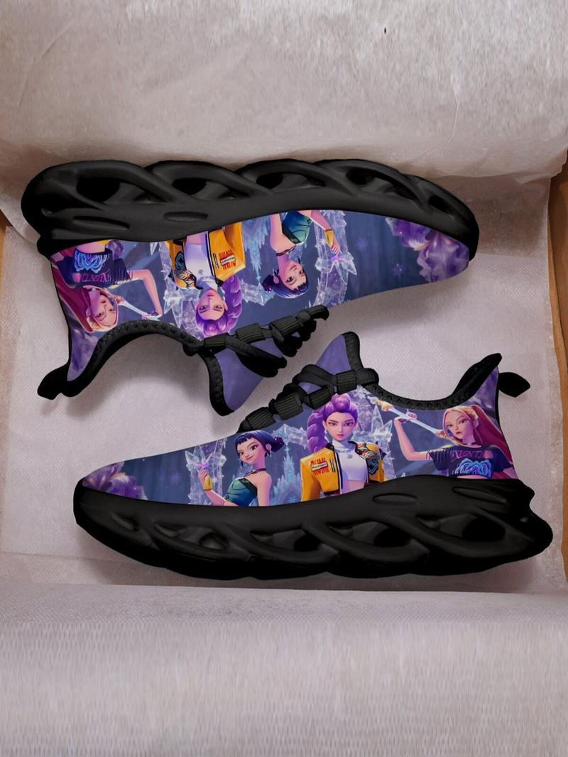 K-Pop Hunter Girl Pattern Kids Shoes, Breathable Mesh Lace-Up Low Top Eva Sole, Durable Fashion Casual Sporty Children Sneakers K-Pop Hunter Girl Pattern Kids Shoes, Breathable Mesh Lace-Up Low Top Eva Sole, Durable Fashion Casual Sporty Children Sneakers