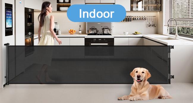 Retractable  pet Gate,Mesh Baby Gate or Mesh Dog Gate,33" Tall,Extends up to 55" 71"118"168"197"Wide,Child Safety Gate for Doorways, Stairs, Hallways, Indoor/Outdoor