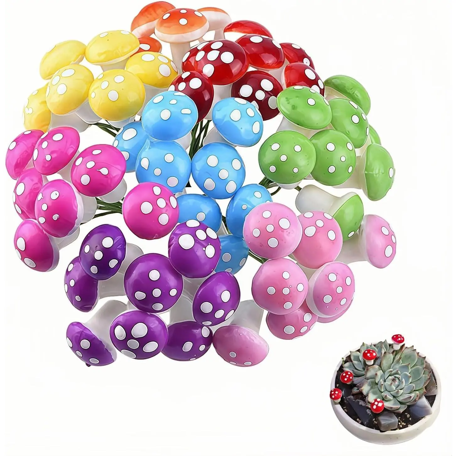 Enchanted Garden Miniature Mushroom Decorations, 40-Piece Resin Fairy Garden Accessories Set, Colorful Toadstool Ornaments for Terrariums, Bonsai, Crafts