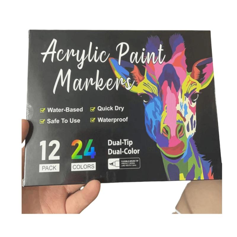 Acrylic Marker Set, 24/48/72 Colors Dual Tip Markers for Rock Painting, Stone Art, Glass & Wood Drawing DIY Crafts Supplies, Acrylic Paint Pens