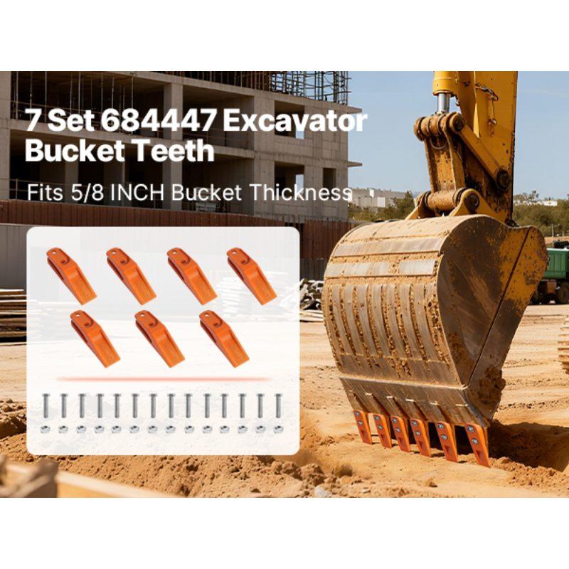 SummerWinsVEVOR Excavator Bucket Teeth with Pins, 7 Pack 684447 Bucket Tooth Set Fits 5/8-in Buckets Edge, Heavy Duty 7.34 in Bolt on Digging Buckets Teeth Replacement for Skid Steer Mini Excavatordealsforyoudays SummerWinsVEVOR Excavator Bucket Teeth with Pins, 7 Pack 684447 Bucket Tooth Set Fits 5/8-in Buckets Edge, Heavy Duty 7.34 in Bolt on Digging Buckets Teeth Replacement for Skid Steer Mini Excavatordealsforyoudays