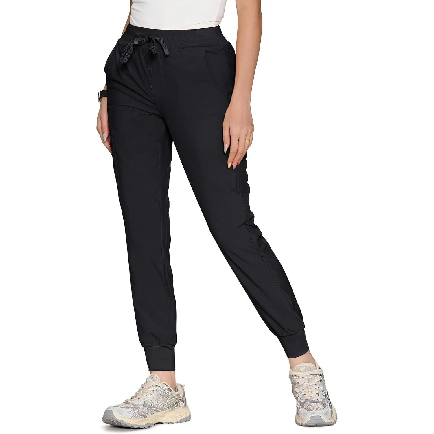 Women's Stretchy Cargo Jogger Scrub Pants with 5 Pockets, Adjustable Drawstring Waist, Zipper Pocket, Elastic Cuffs, Modern Jogger FitGift