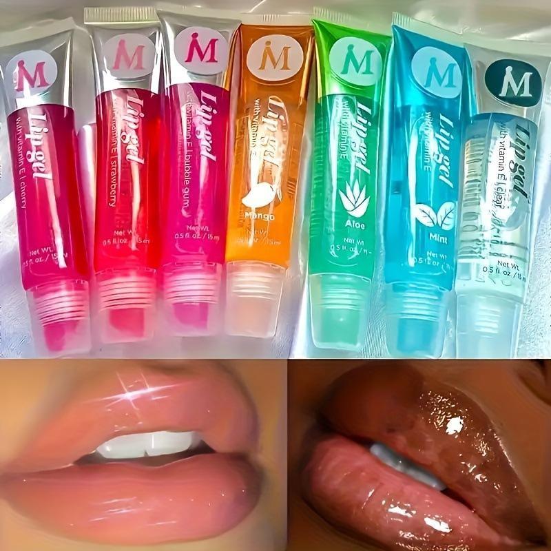 6-Pack Transparent Lip Oil, High Gloss Glass Lips, Moisturizing & Repairing, Fruit Scented Tube Design, Daily Use for Students