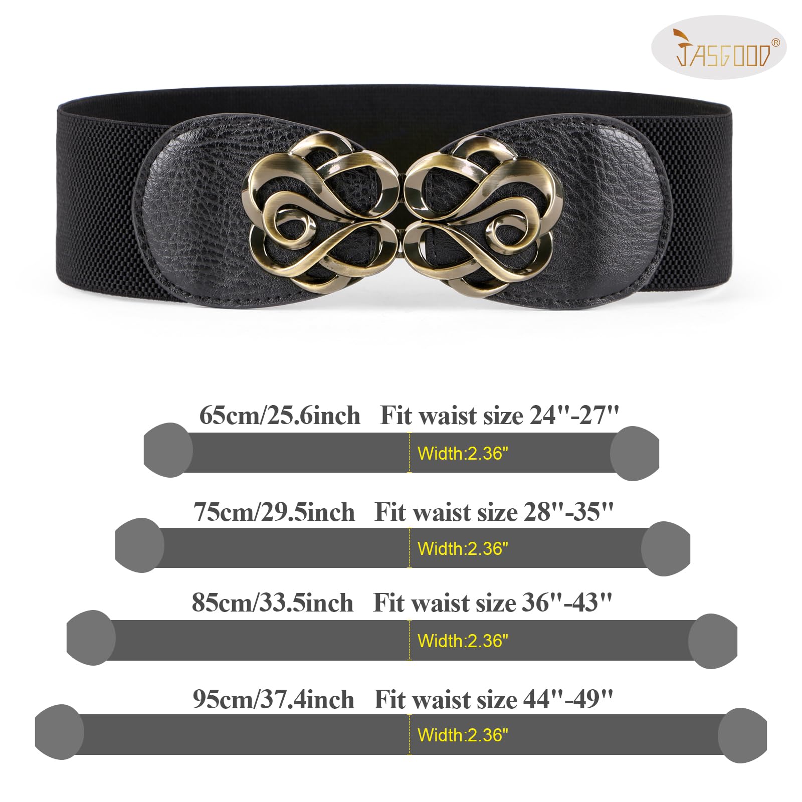 JASGOOD Women Stretchy Belts for Dresses Vintage Elastic Wide Waist Belts