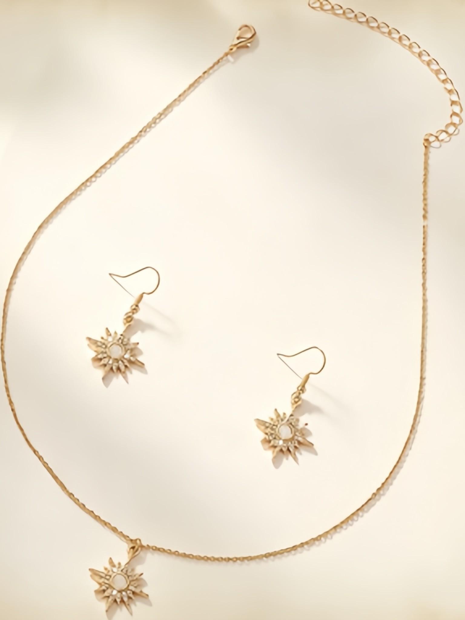 Women's Starburst Necklace Earrings Set, Elegant Starburst Jewelry, Wedding Gift Set, Perfect for Special Occasions