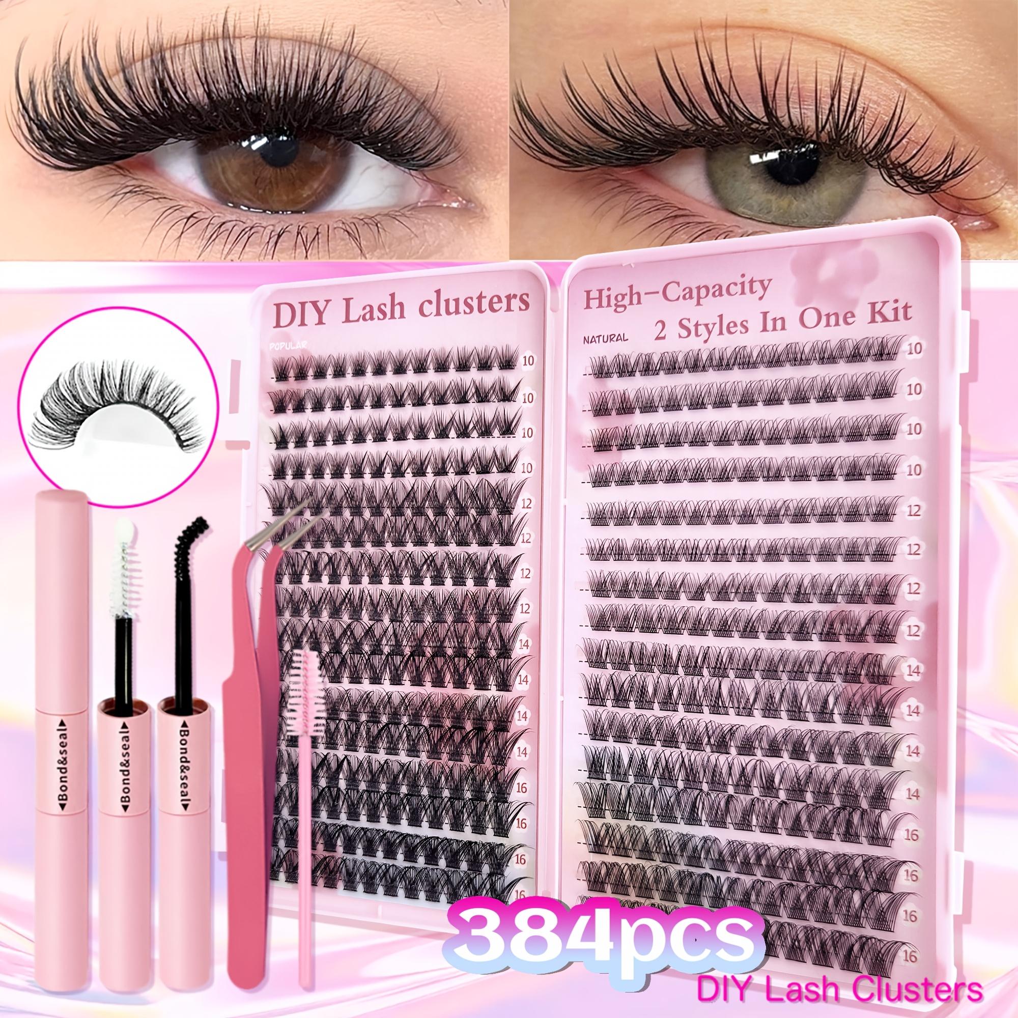 False Eyelash Book Kit (Glue + Tweezers + Brush) Waterproof Eyelash Extension Kit D Curl Tufted Eyelash Extension Kit Single Lash Kit