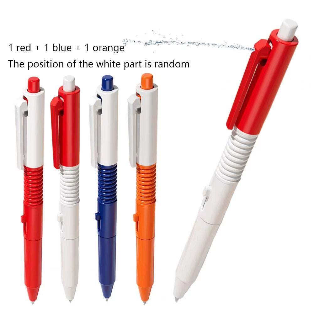 3 Streamlined Red & Orange & Blue Water Spray Pens, Durable PC Material, Suitable for Pranks, Student Relaxation Gift