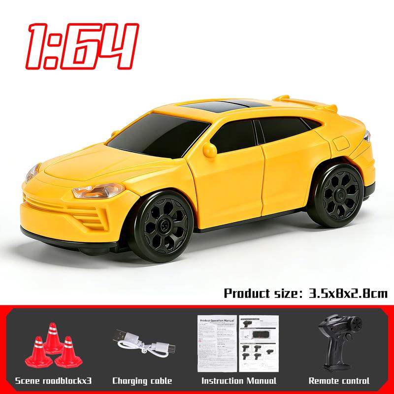 1:64 Desktop Mini Drift RC Car, 2.4g Wireless Control, Four-Wheel Drive High-Speed Drifting, Realistic Lights & Obstacle Accessories