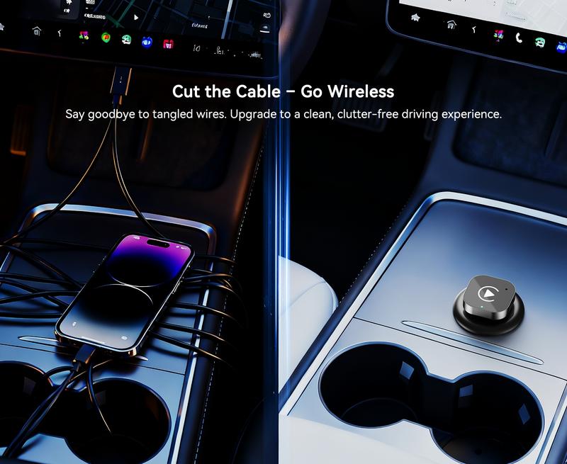 (Type-C) Two-In-One Carplay Adapter, Wireless Carplay Converter USB-C/android Auto USB-C, Convert Wired Connection to Wireless, Plug-And-Play, Wireless Carplay Dongle