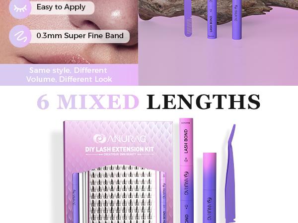 ANURAG Lash Extension Kit 140pcs Wispy Lash Clusters Kit 9-17mm Natural Cluster Eyelash Extensions with Lash Bond and Seal and Lash Tweezer C Curl DIY Lash Extensions Kit For Beginners，Christmas gifts, New Year gifts, Black Friday