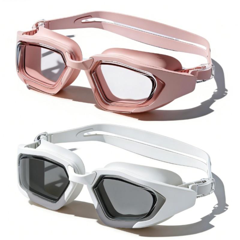 Adult Swim Goggles Set, Waterproof Anti-Fog High Clarity Silicone Swimsuits, Simple Style Pure Color Swimming Gear, Sports Equipment