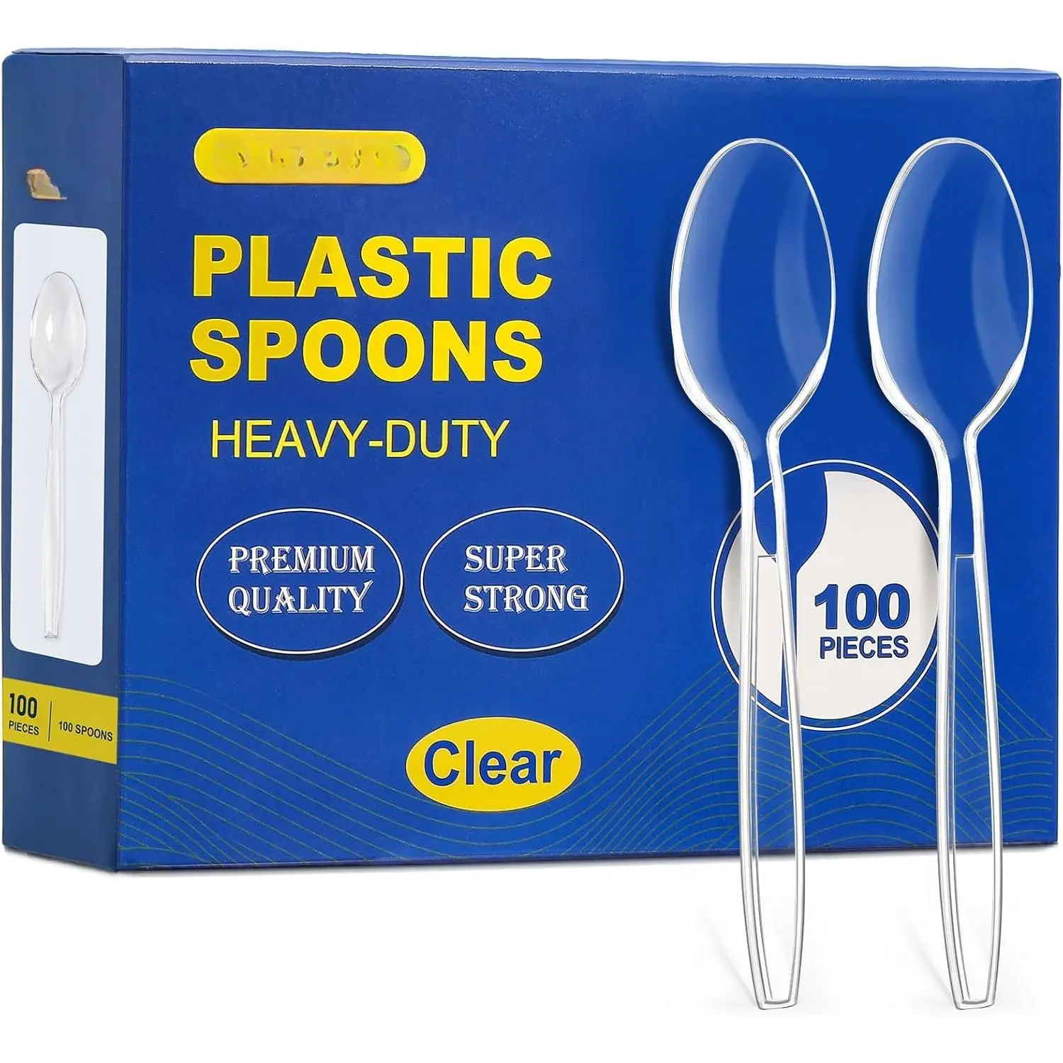 [100 Count] Transparent Synthetic Heavy-Duty Spoon Shape Disposable Plastic Cutlery, Heat Resistant for Parties, Daily Use