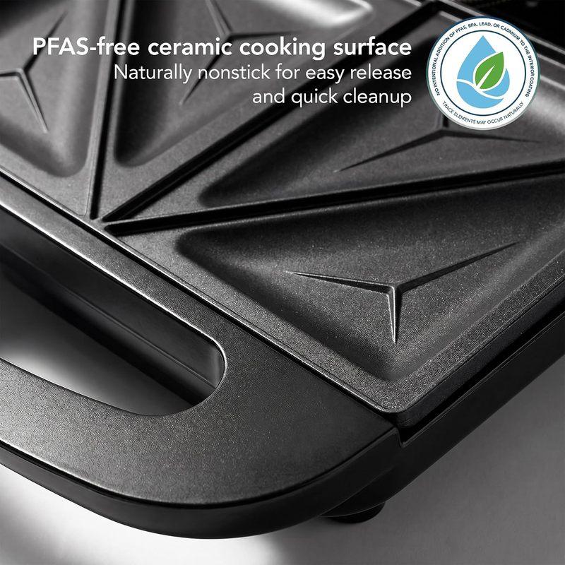 750W Electric Sandwich Maker with Nonstick Dual-Side Grill, 750w Power Compact Form Countertop Fit for Easy Clean-Up Home Breakfast Prep, Students/Apartments