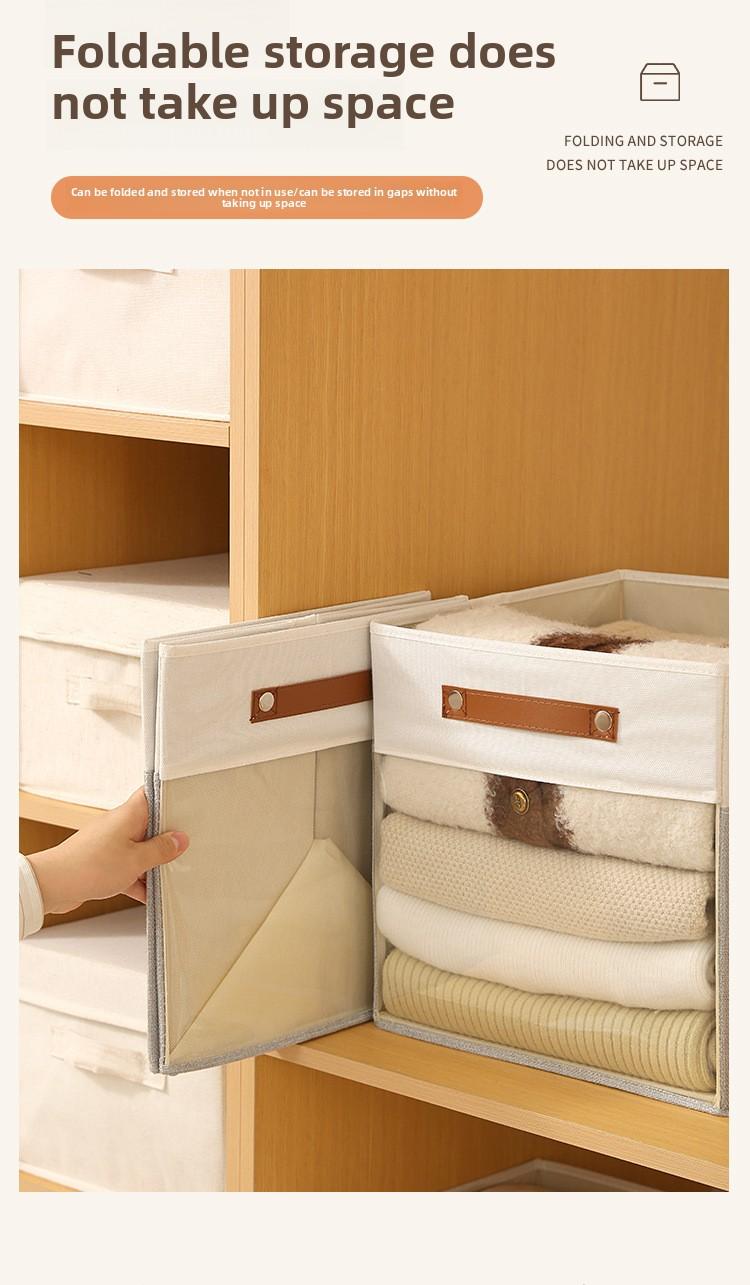 Square Storage Box with Clear Window, Non-Woven Fabric Organizer Bins, Visible Clothes Storage Container, Multifunctional Collapsible Basket for Home Closet